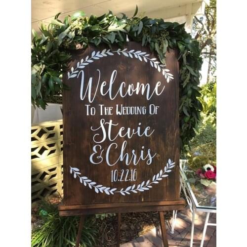 Wedding Decor Decoration Welcome Sign Personalized Wedding Stickers Mural Vinyl Custom Decal Painted for Wedding Display N160