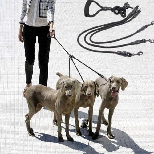 Pet 3 In1 Heavy Duty Dual / Triple Dog Leash 360 Swivel No Tangle Double Dog Walking Hand-protected Handle Training Leash Chain