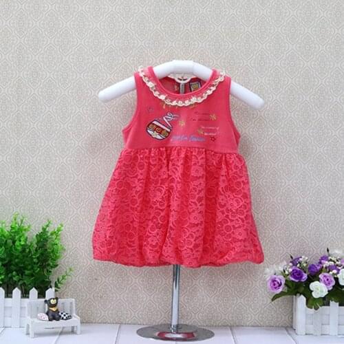2021 Spring Baby Sleeveless velour clothes Girls Lace Dress for birthday party fashion cute underdress o neck children clothing