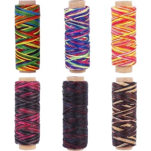 LMDZ 6 Colors Leather Waxed Thread Cord 50M 150D Sewing Waxed Thread Line for DIY Leather Craft Hand Stitching