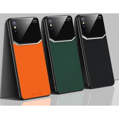 50pcs/lot Mirror Back Phone Case For iPhone 6 6S 7 8 Plus X XS Max XR 11 Pro Max Leather Grained Cover Coque