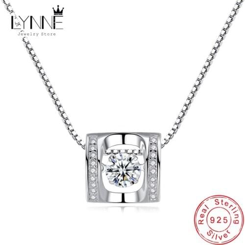 New Fashion Exquisite Heart Pendant Will Dance Rhinestone CZ Collarbone Necklace 925 Sterling Silver Womens&Girl Jewelry Gift