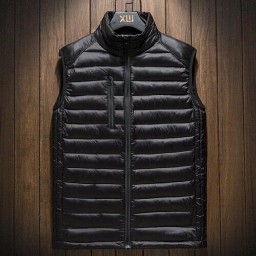 Plus Size Mens Sleeveless Jacket Black Vest Winter Cotton-Padded Vest Coats Men Stand Collar Warm Oversize Waistcoats L-6XL