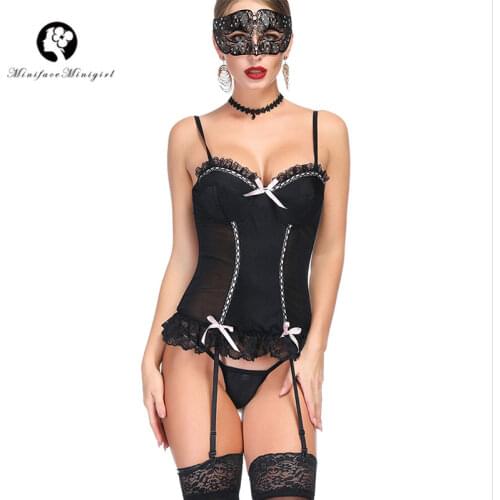 Minifaceminigirl Womens Lace Bustier Sexy Lingerie Overbust Lace up Back Underwear Corset And Bustiers Hot Lenceria Plus Size