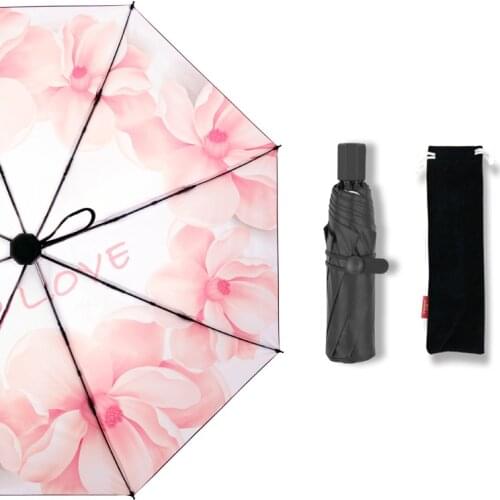 Mini Pocket Umbrella Automatic Folding Umbrella Rain Women Capsule Pink flowers Parasol Windproof UV Protection Female Umbrella
