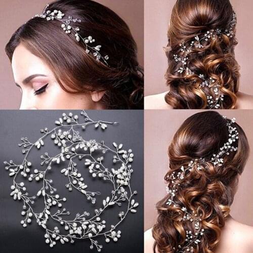 1M Long Fashion Simulate Pearl Hair Headdress Wedding Dress Hair Accessories Bride Hairwear Hair Band Bridal Hair Jewelry SGM004