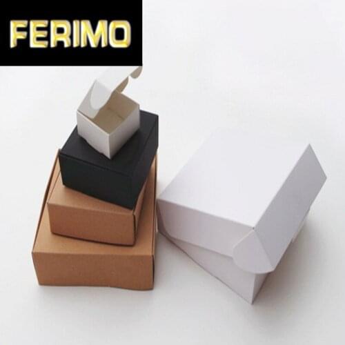 10pcs/lot 12sizes Small Kraft paper box,brown cardboard handmade soap box,white craft paper gift box,black packaging jewelry box