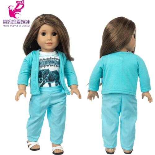 18 Inch Girl Dolls Clothes Blue Sky Jacket Pants Set Reborn Baby Dolls Outfit