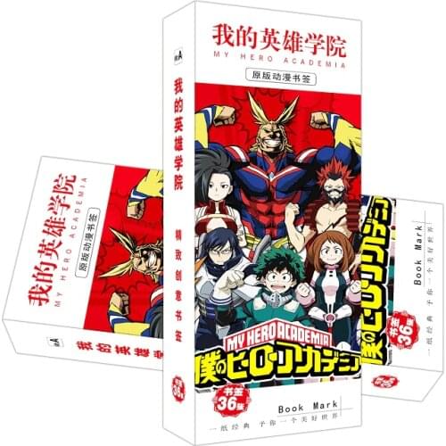 36 Pcs/Set Anime My Hero Academia Paper Bookmark Midoriya Izuku DIY Cartoon Book Holder Message Card Fans Gift