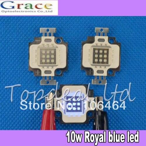 50pcs/lot 10W Royal Blue 445nm-455nm LED IC High Power LED 600LM 9V-12V 900mA Lamp Bulb for fish tank