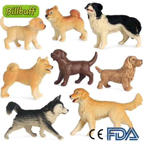 8Pcs Mini Simulation Dog Model Static Golden Retriever Shiba Inu Husky Model Figure Collection Educational Toy for Children Gift