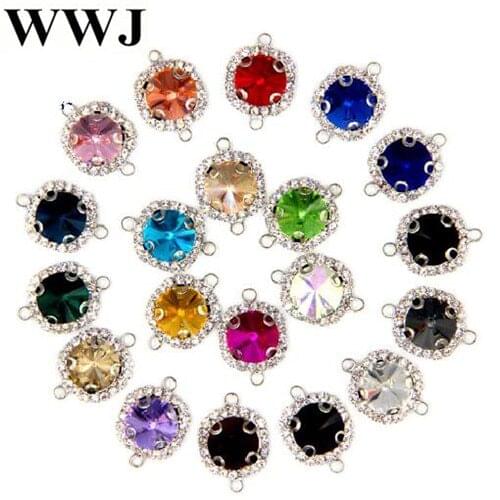 Free shipping 8mm 12mm rich colors round shape Crystal glass Crystal buckle sew on stone diy clothing accessories