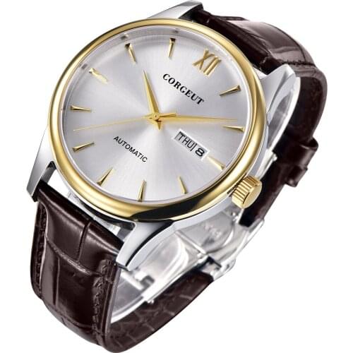 CORGEUT Mens Automatic Watch Luxury Top Sapphire Crystal Calendar Date Seagull or Miyota8215 Luminous Mens Mechanical Watch