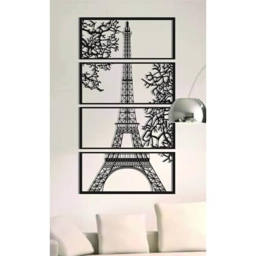 Laser Cut 3 Piece Wooden Wall Decor Eiffel Tower Black wall decoration decorative product new fashion home decoration
