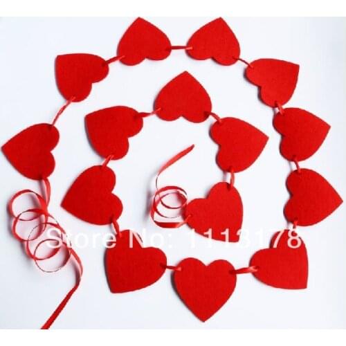 Cheap garland Romantic Red Heart Wedding Banner Party Engagement Decor Photo Props 03
