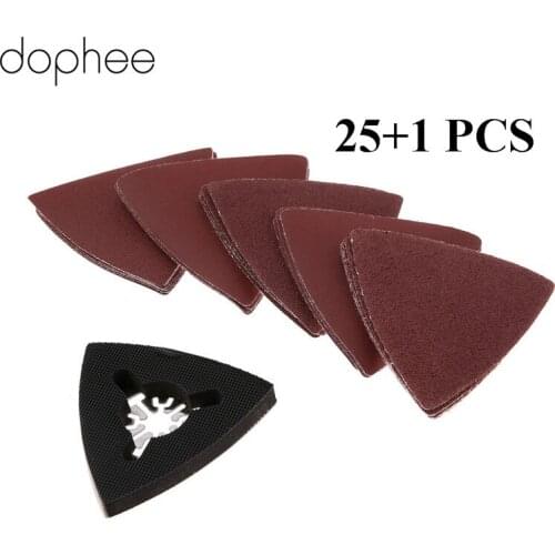 Dophee 25Pcs 83mm Sanding Paper +1Pc 80mm Triangular Sanding Pad Fits For Fein Dremel Multifunction Oscillating Multi Tools