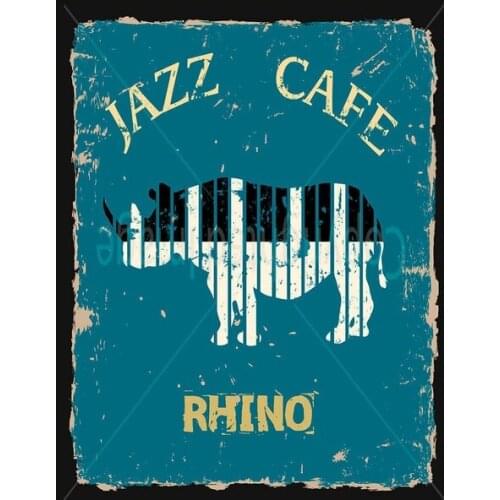 Jazz Cafe Rhino Large Metal Tin Sign Poster Wall Plaque