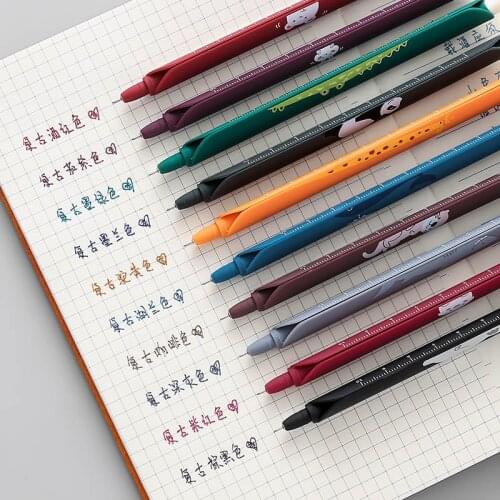 5 Pcs/Set 0.5mm Retro Color Gel Pen Creative Ruler Pen Cute Cartoon Multifunction Bookmark Pen School Stationery