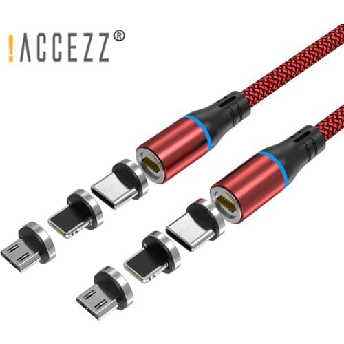 !ACCEZZ 3A Fast Magnetic USB Cable For iPhone 11 Samsung S8 Xiaomi 3 in 1 Micro USB Type C Cable Magnet Charger Data Cord Wire