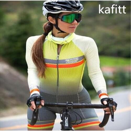 Kafitt spring and summer long-sleeved shorts cycling clothes bicycle bicycle little monkey woman suit gel all-in-one work suit