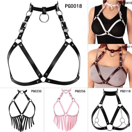Leather Harness For Women Body Bondage Cage Body Garter PU Belt Suspender Harness Bra Cage Fetish Bdsm Lingerie Belt Garters