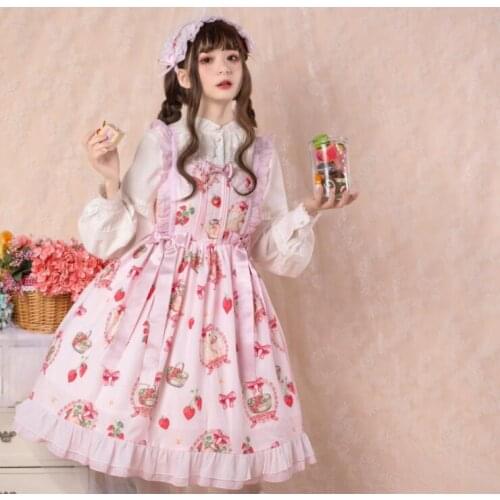 Sweet Princess Lolita Dress Vintage Lace Bowknot Cute Printing High Waist Kawaii Dress Gothic Lolita Jsk Kawaii Girl Loli Cos
