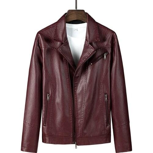 Men 2020 Spring Casual Motor PU Leather Jacket Men Autumn Fashion Biker Vintage Pocket zipper Leather Jacket Coat Men M-5XL