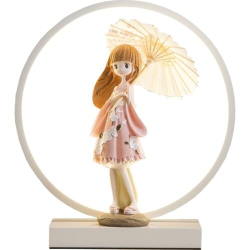 Nordic girl doll ring table lamps bedroom childrens room princess modern romantic bedside living room desk lights deco lighting