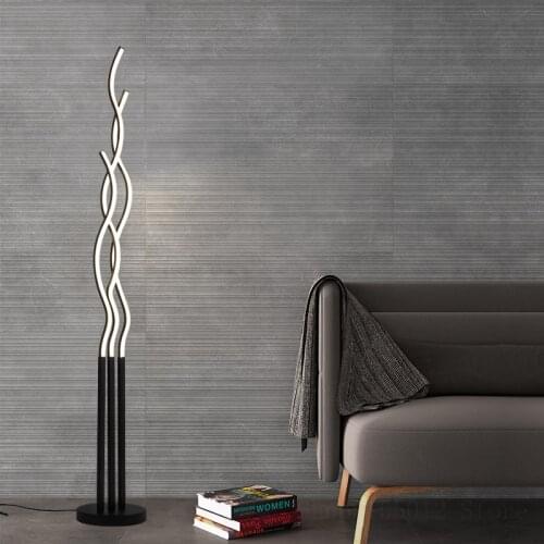 Nordic Simple Corner Floor Lamps for Living Room Modern Living Room Standing Lamp Creative Aluminium Wavy Industrial Floor Light