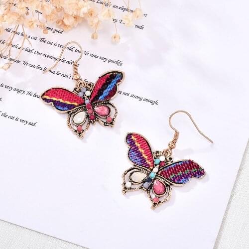 New Ethnic Retro Classic Pendant Earrings European and American Butterfly Jewelry Exaggerated Multi-layer Beads Pendant Earrings