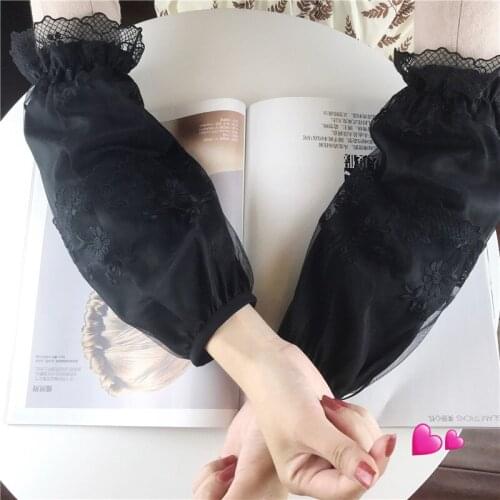 New Lace Sleeves Female Autumn and Winter Long Anti-stains Sleevelet Daily Sleeves New Office Cafe Home Adult Sleeve Cover 1 pr