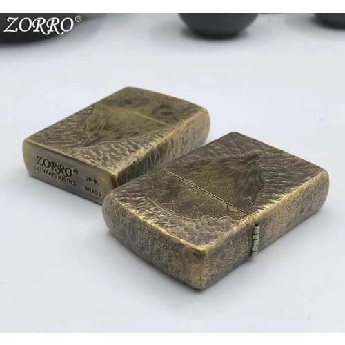 Zorro kerosene lighter pure copper hand fine carving personalized creative gift