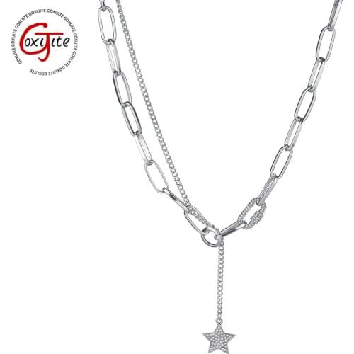 Goxijite 2021 Trendy Women Simple Necklace Stainless Steel Star And Stone Charming Girls Necklaces Blessing Jewelry Gift