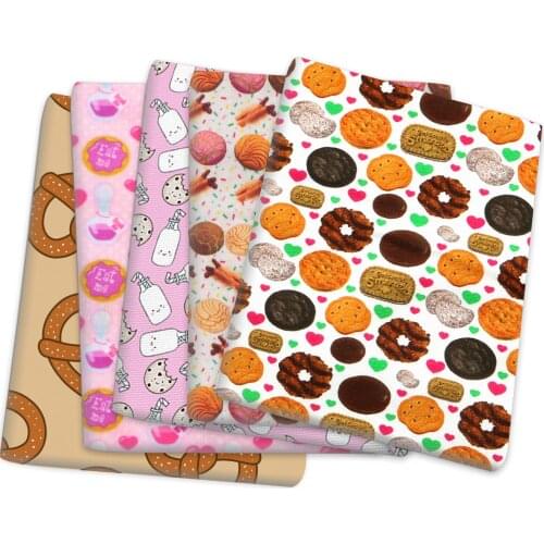 Food Cake Polyester Cotton Fabric Sewing Quilting Fabrics Quality for Needlework Liverpool Fabric,1Yc14441