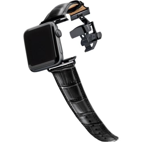 Genuine Leather strap for apple watch band 44mm 40mm 42mm 38mm Butterfly buckle watchband for iwatch bracelet 6/5/4/SE/3/2/1