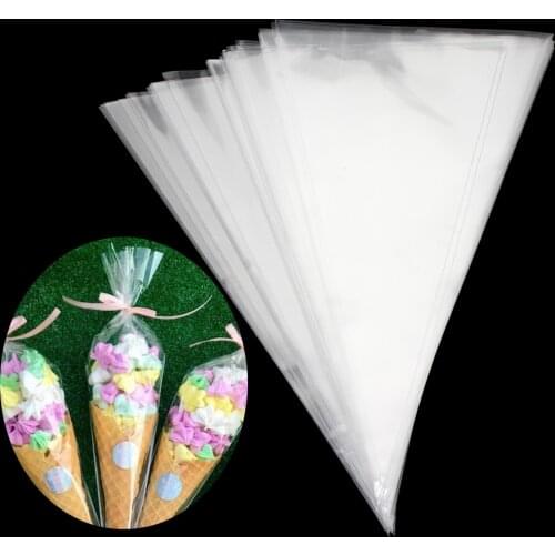With Organza Pouches Transparent Cone Storage Sweet Cellophane 100PCS/Lot DIY Candy Bag Wedding Birthday Party Decoration