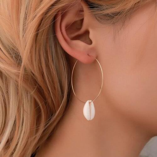 Earrings 2021 Trends Big Circle Korean Fashion Natural Shell Long Hanging Earrings Temperament Fairy Grunge Jewelry-Accessories