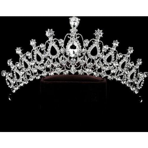 Baroque Bridal Hair Accessories Gold Color Crown for Girls Diadem Bride Headdress Red White Austria Crystal Wedding Head Jewelry