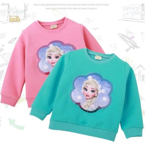 Disney childrens plush sweater Aisha sequins childrens round neck cartoon warm girl baby wild long sleeve bottoming jacket