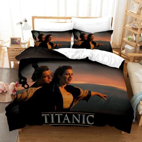 Titanic Jack and Rose Bedding Set Duvet Cover Sets Comforter Bed Linen Queen King Single Size Dropship