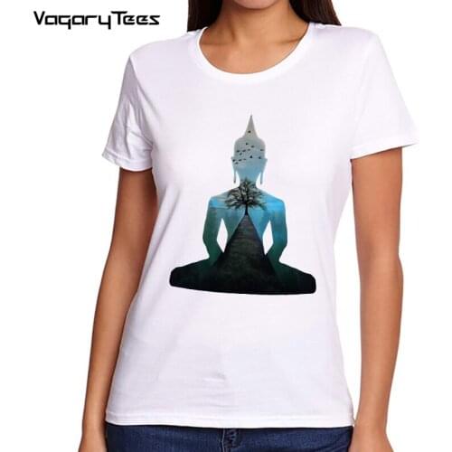 Nature Makes Me Calm Like The Buddha Graphic Tees Women Short Sleeve O Neck Tshirt Shirts New Fashion Women T-shirt