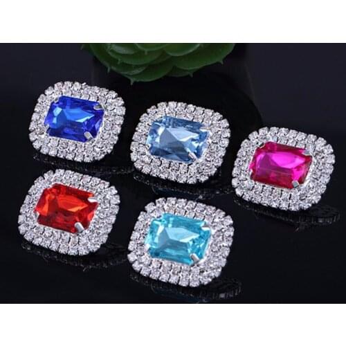 10pcs/set 20mm*25mm Oval Flatback Rhinestone Buttons Wedding Invitation Card Dexoration Shiny Buckle