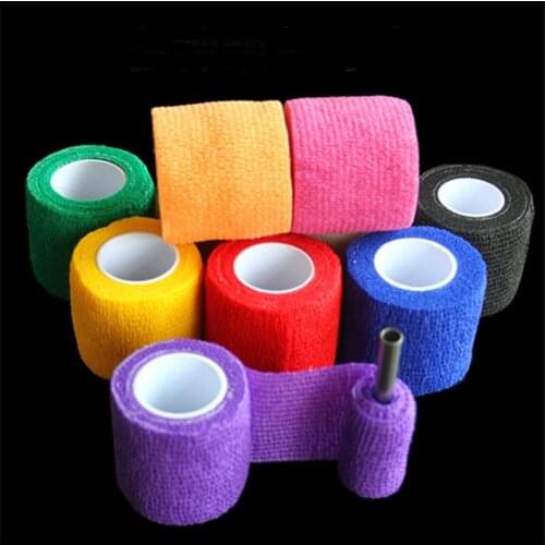 10pcs Disposable Self-adhesive Elastic Bandage 5cm X 4.5M Handle Tattoo Grip Cover Tube Tattoo Accessories Non-woven Fabrics