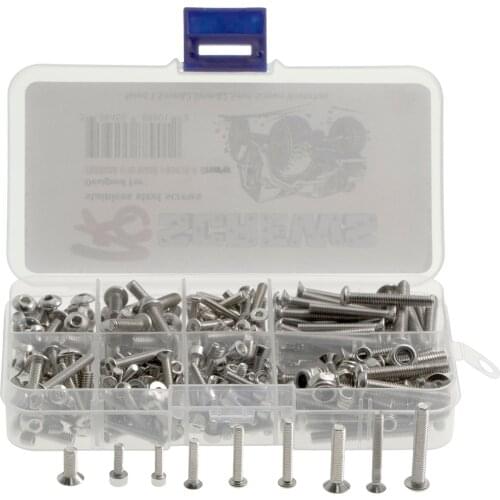 176/Set Stainless Steel M1.4 Repair Screws Nuts Bolts Kit Storage Box for SCX24 AXI00002 AXI00001 1:10 RC Crawler Car