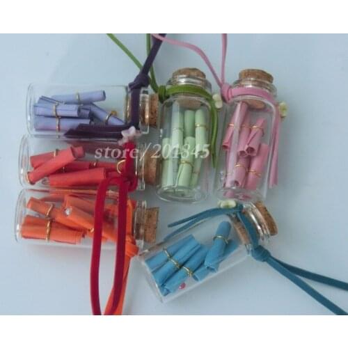 2Pcs/Pack Mini drifting Bottle Wood Cork Glass Bottle Landscape Gifts Decoration Multi Color Car Hanging Bottle Wish Bottle