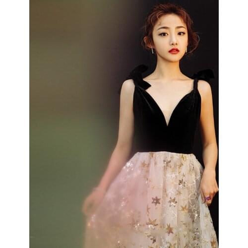 2020 Special Offer Bridesmaid Sexy Deep V Small Dress Women 2020 New Autumn And Winter Temperament Celebrity Party Slim Evening