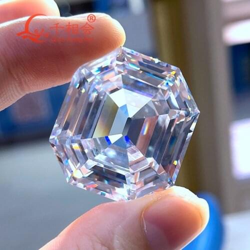 218ct 29.5*32.8mm white color asscher shape Portuguese Dia mond cubic zirconia loose stone cz stone