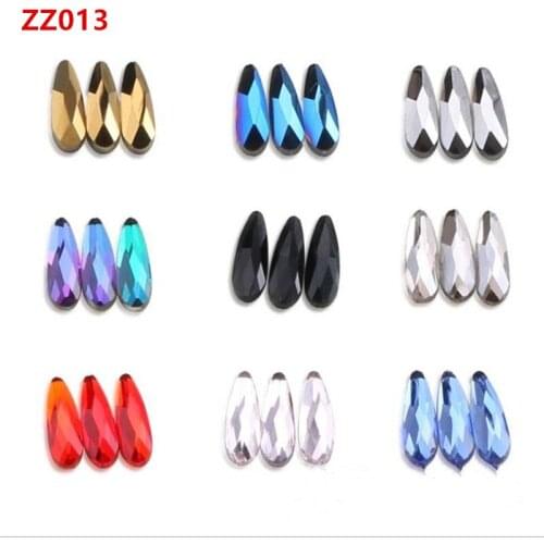 2x6MM 13 Colors 20pcs/pack 3D Nails Art Rhinestone Flat Shape Water Drop Colorful Stones wedding dress bag Decoration ZZ013