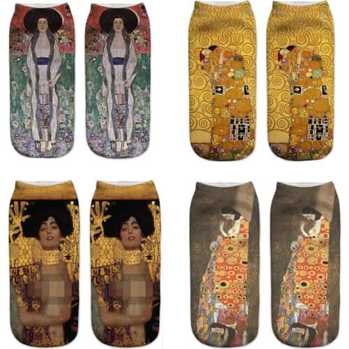 3D Print Ankle Socks Summer Gustav Klimt - Womens World Famous Painting Women