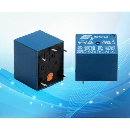 5Pcs Mini 3V DC Power Relay SRD-3VDC-SL-C PCB Type